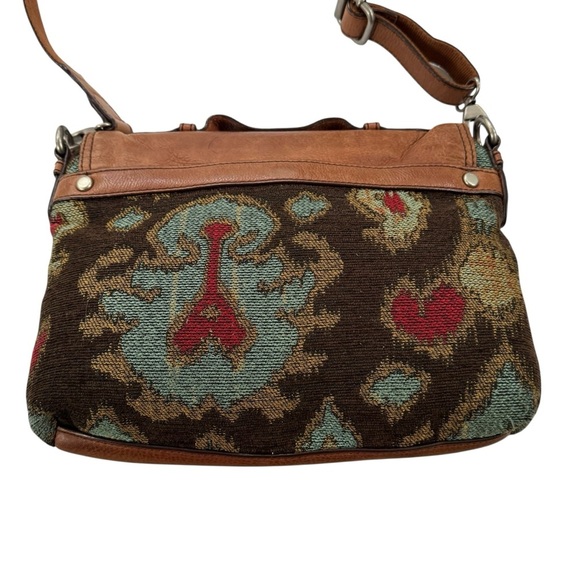 Fossil Boho Tapestry Maddox Distressed Crossbody Bag Satchel Briefcase Saddlebag - Picture 12 of 16